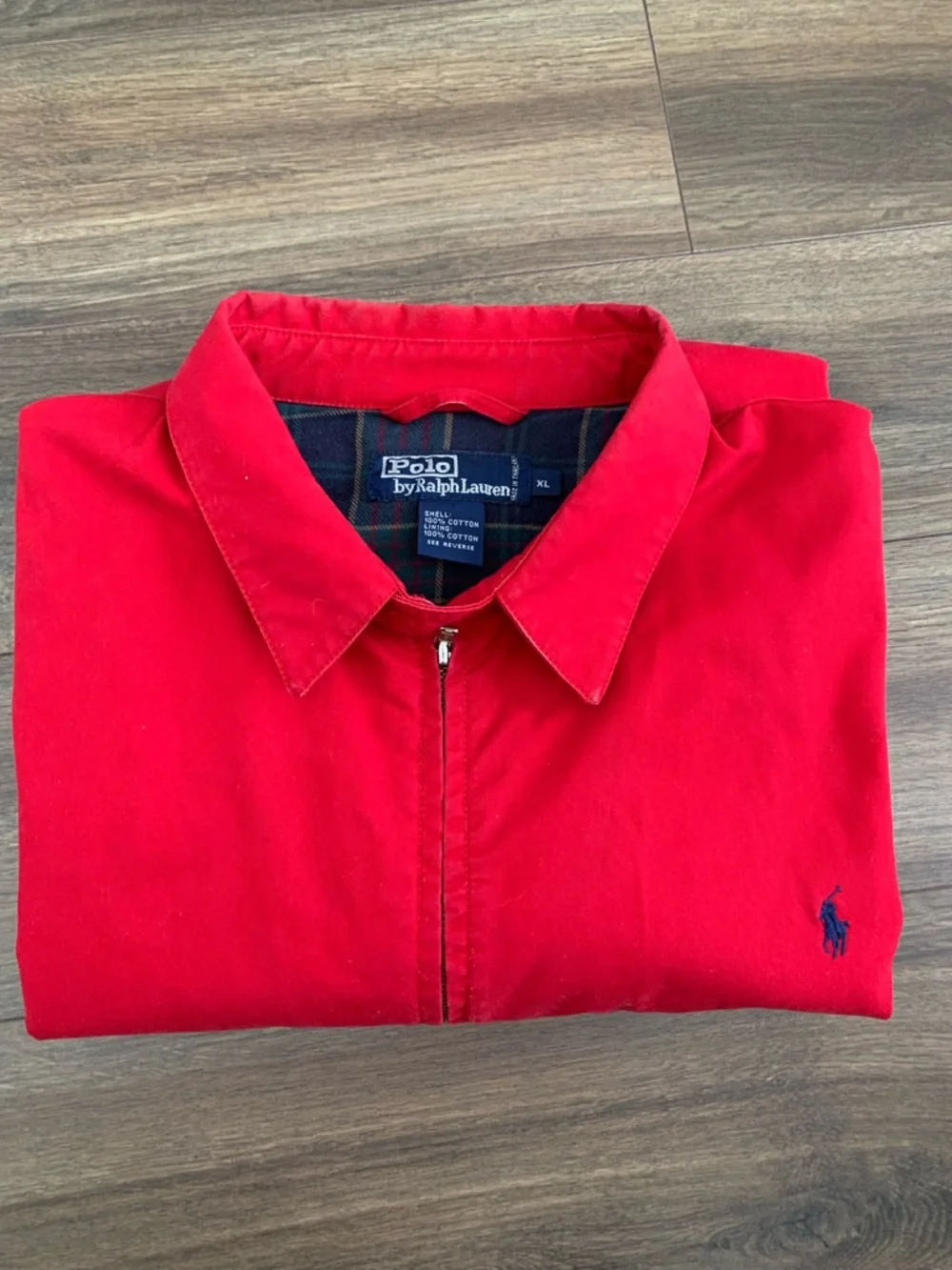 Polo Ralph Lauren 100% cotton Harrington Jacket Mens XL  Red Plaid Lined Pony - Picture 16 of 16